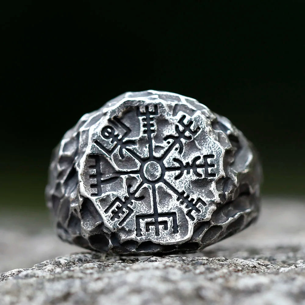 Viking Vegvisir Rune Compass Ring Stainless Steel