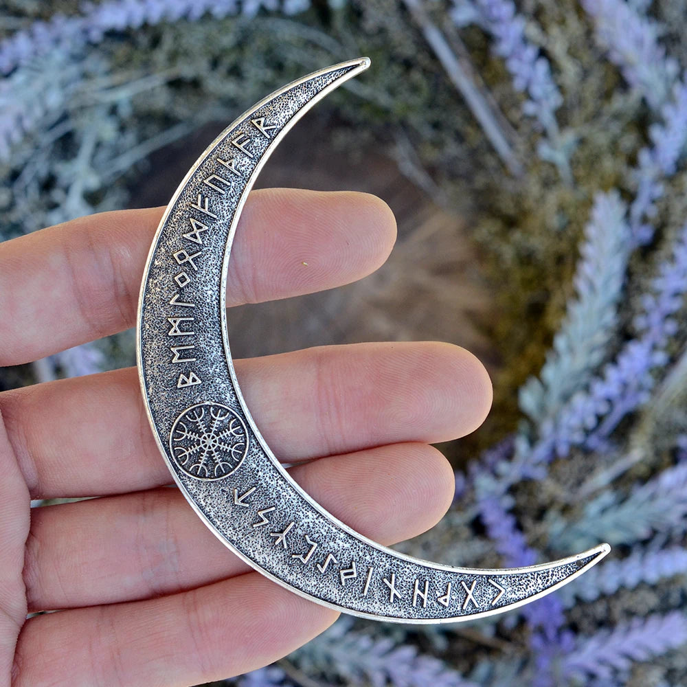 Viking Runes of Wisdom Crescent Moon Hair Stick