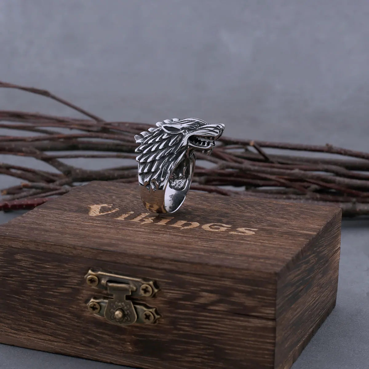 Fenrir's Fury Stainless Steel Wolf Head Ring