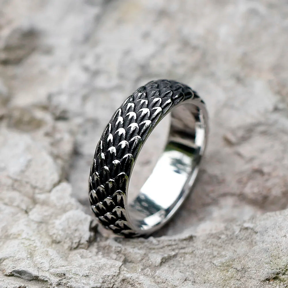 Viking Norse Dragon Scales Ring Stainless Steel