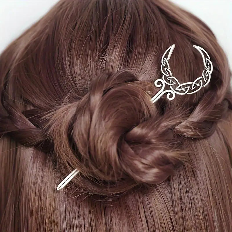 Viking Celtic Crescent Moon Hair Stick