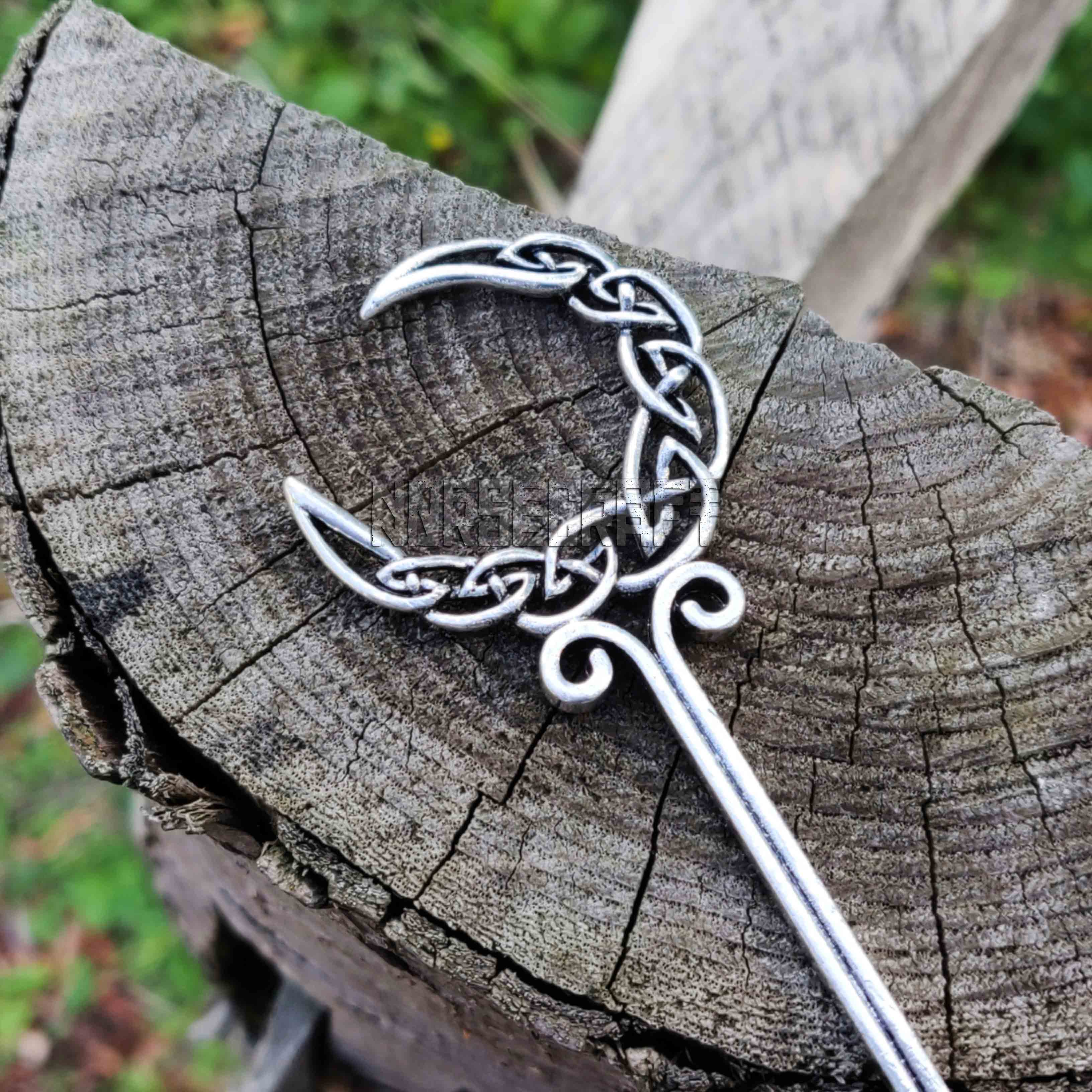 Viking Celtic Crescent Moon Hair Stick